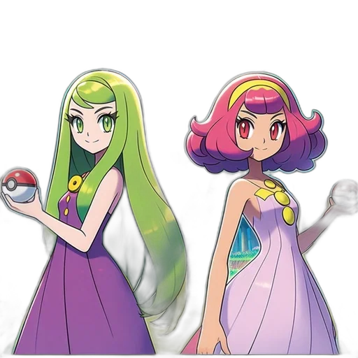 dress, hair, concept art, pixel art, anime, fantasy art, pastel, green transparent PNG cut-out
