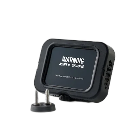 black, electronic, device, screen, displaying, warning, message, placed transparent PNG cut-out
