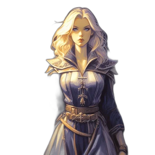 dress, staff, fantasy art, concept art, pixel art, comic book art, blue, dark transparent PNG cut-out