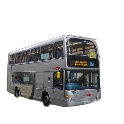 staff, 3d render, photorealistic, concept art, double-decker, bus, parked, street transparent PNG cut-out