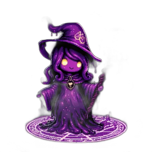 staff, hat, fantasy art, pixel art, concept art, 3d render, dark, purple transparent PNG cut-out