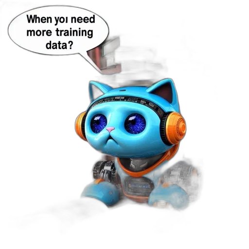 robot, staff, 3d render, cartoon, concept art, cyberpunk, robotic, cat transparent PNG cut-out