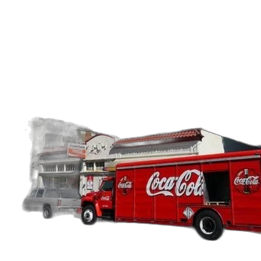 food, 3d render, concept art, photorealistic, coca-cola, truck, parked, front transparent PNG cut-out