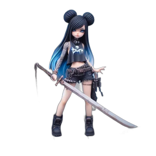 weapon, sword, staff, 3d render, concept art, fantasy art, anime, blue transparent PNG cut-out