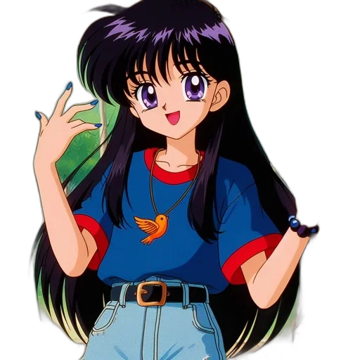 weapon, hair, dress, jacket, vaporwave, anime, cartoon, pixel art transparent PNG cut-out