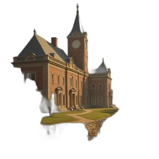building, concept art, 3d render, pixel art, photorealistic, fog, city street, american transparent PNG cut-out