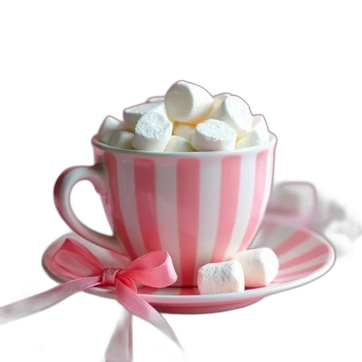 food, 3d render, photorealistic, pink, white, striped, cup, filled transparent PNG cut-out