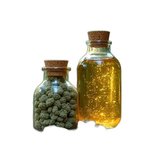 bottle, food, crown, 3d render, green, golden, picture, cbd transparent PNG cut-out
