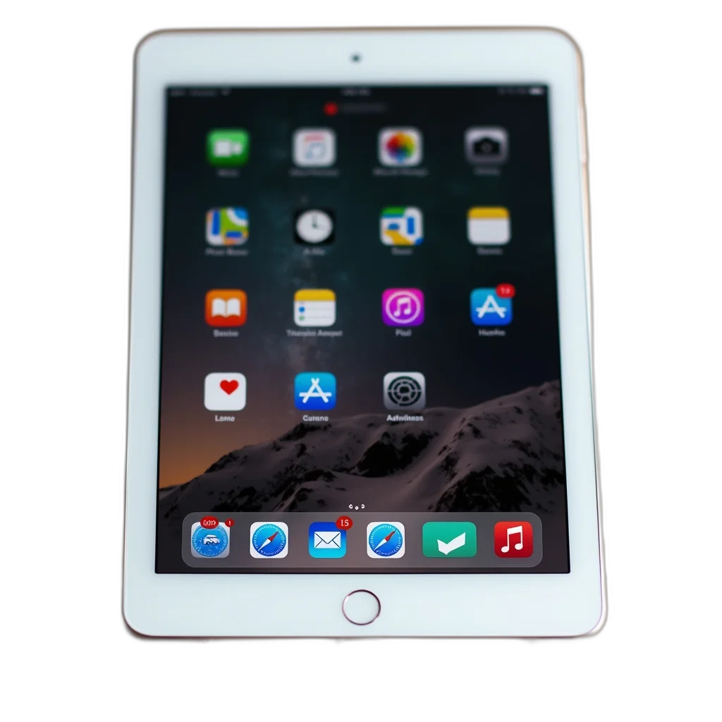 white, ipad, lying, wooden, surface, screen, facing, upwards transparent PNG cut-out