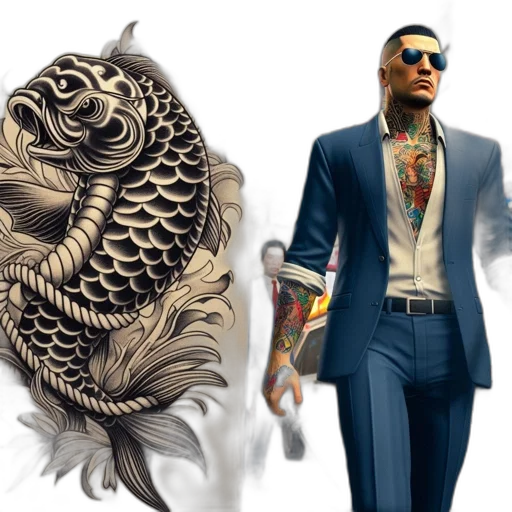 jacket, concept art, 3d render, fantasy art, earth tones, individual, sports, tattoo transparent PNG cut-out