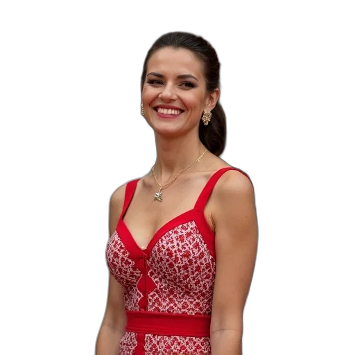 dress, staff, jewelry, face, photorealistic, red, group, people transparent PNG cut-out