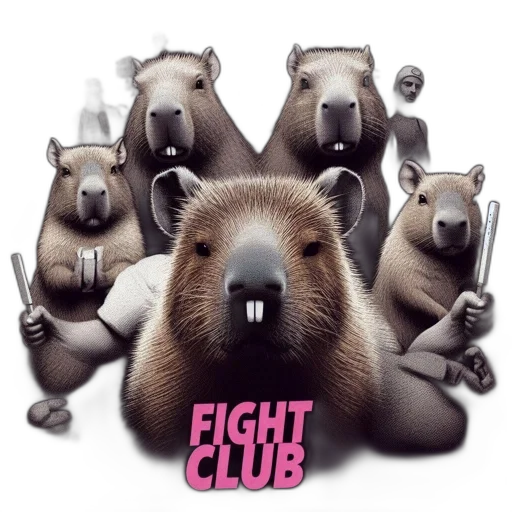 concept art, capybaras, wielding, knives, chopsticks, amidst, smaller, images transparent PNG cut-out