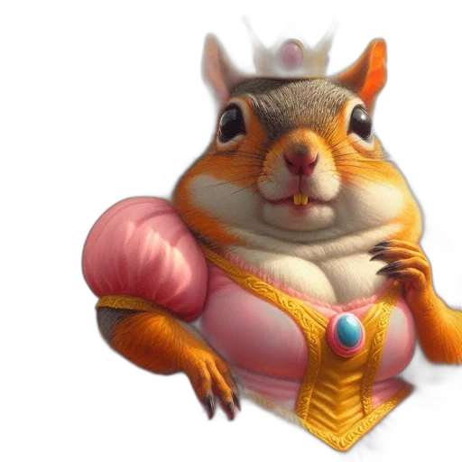 animal, crown, concept art, 3d render, fantasy art, photorealistic, squirrel, dressed transparent PNG cut-out