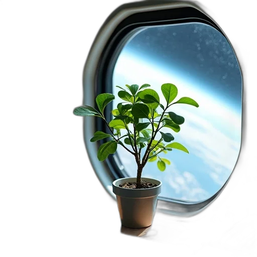 tree, 3d render, photorealistic, outer space, small, potted, plant, green transparent PNG cut-out