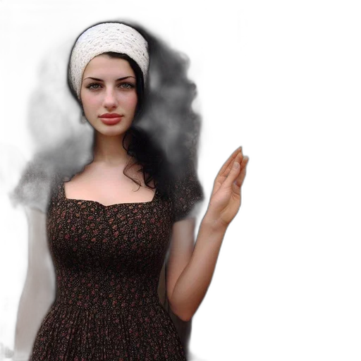dress, hat, face, photorealistic, 3d render, fantasy art, concept art, fog transparent PNG cut-out