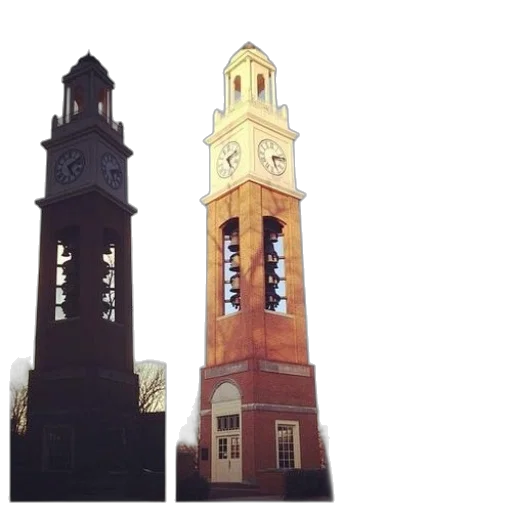 building, 3d render, three, clock, towers, different, times, day transparent PNG cut-out