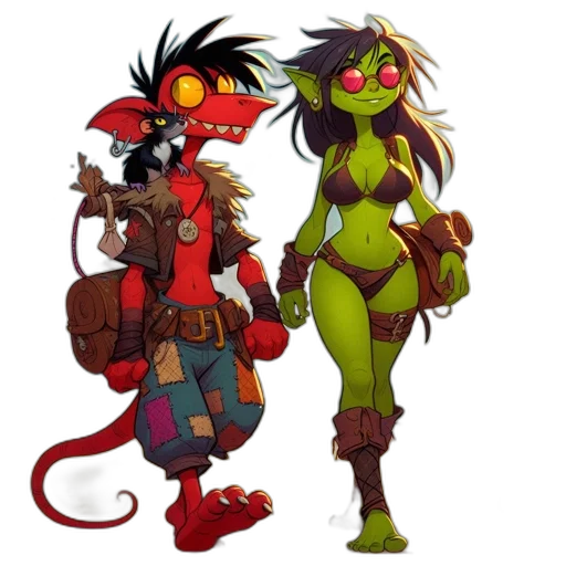 concept art, comic book art, fantasy art, pixel art, sunny, beach, red-skinned, dragon-like transparent PNG cut-out