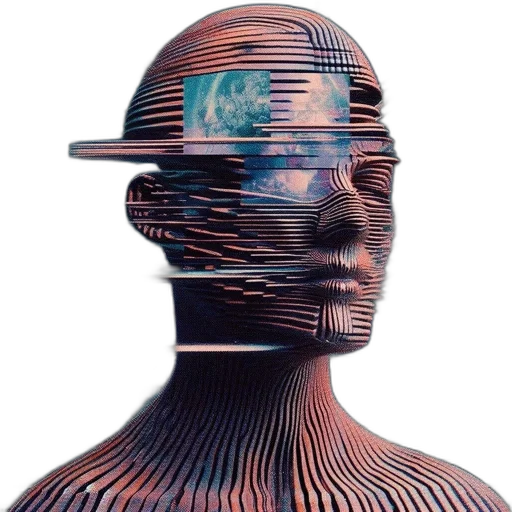 robot, face, mask, crown, cyberpunk, 3d render, concept art, vaporwave transparent PNG cut-out