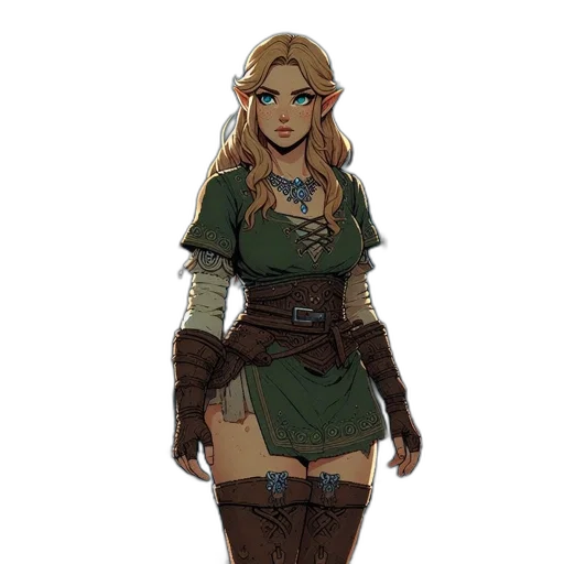 dress, staff, fantasy art, concept art, pixel art, watercolor, earth tones, green transparent PNG cut-out