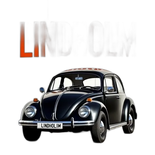 car, 3d render, concept art, photorealistic, black, volkswagen, beetle, parked transparent PNG cut-out