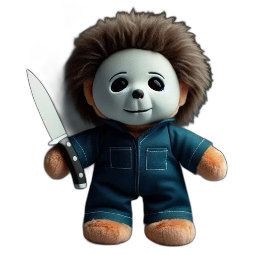 staff, concept art, horror, movie-inspired, plush, toy, blue, jumpsuit transparent PNG cut-out
