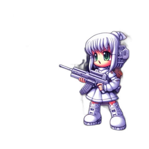 weapon, robot, staff, sword, pixel art, anime, concept art, 3d render transparent PNG cut-out