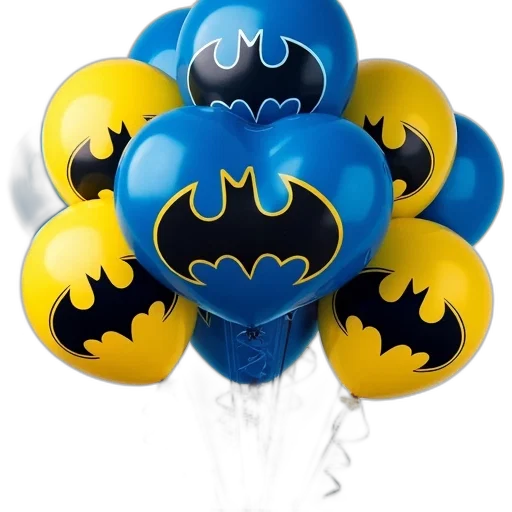 cluster, blue, yellow, balloons, batman, logo, design, tied transparent PNG cut-out