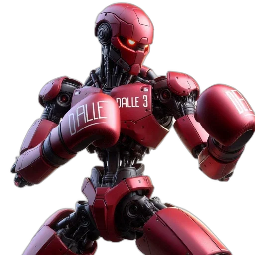 robot, 3d render, concept art, red, glowing, orange, eyes, dalle transparent PNG cut-out