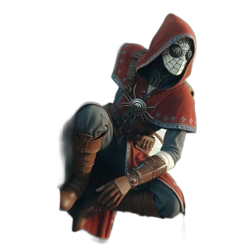 mask, weapon, sword, face, concept art, fantasy art, 3d render, comic book art transparent PNG cut-out