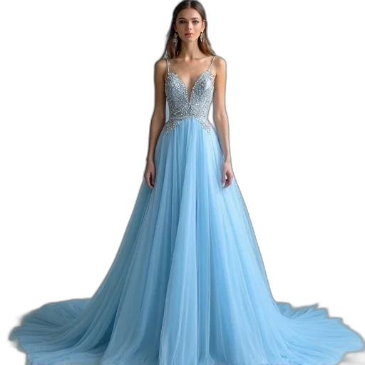 dress, blue, pastel, light transparent PNG cut-out