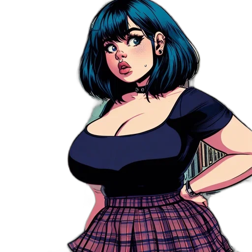 dress, comic book art, cartoon, concept art, anime, neon lights, blue, dark transparent PNG cut-out