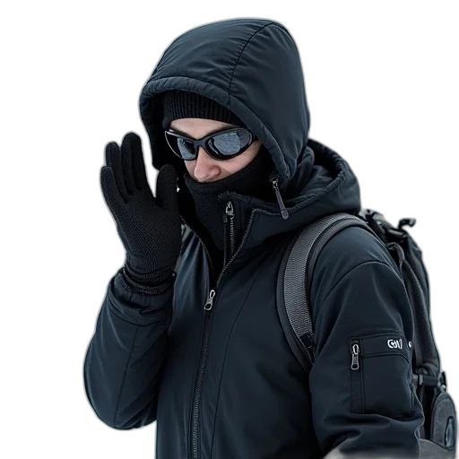 jacket, mask, face, staff transparent PNG cut-out