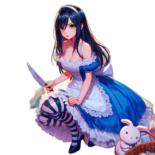 dress, weapon, animal, sword, fantasy art, concept art, anime, pixel art transparent PNG cut-out