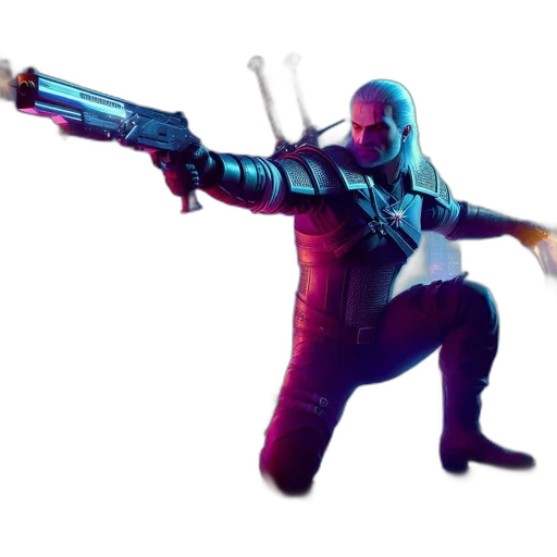weapon, staff, jacket, sword, concept art, 3d render, cyberpunk, pixel art transparent PNG cut-out