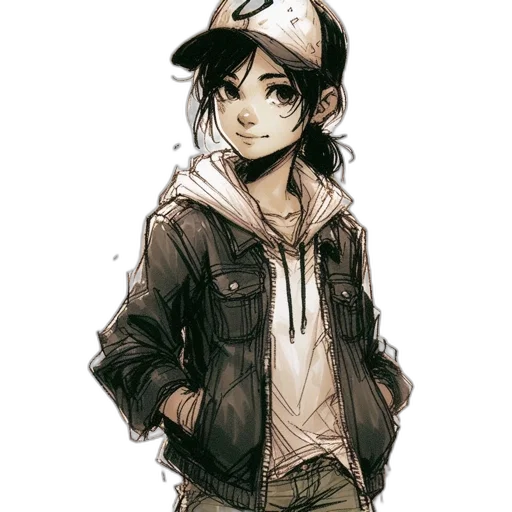 hat, jacket, face, staff, watercolor, comic book art, concept art, cartoon transparent PNG cut-out