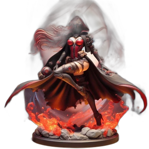 concept art, fantasy art, 3d render, fire, red, dramatic, figurine, portrays transparent PNG cut-out