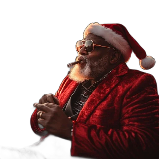 3d render, concept art, photorealistic, older, man, red, velvet, santa transparent PNG cut-out