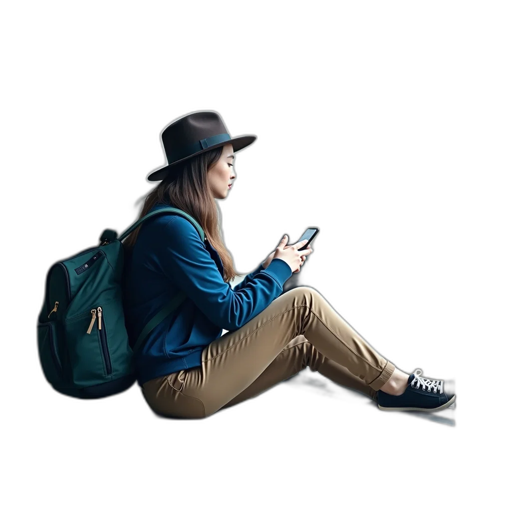jacket, hat, umbrella, staff, photorealistic, concept art, 3d render, cartoon transparent PNG cut-out