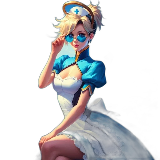 dress, staff, crown, concept art, pixel art, fantasy art, anime, blue transparent PNG cut-out