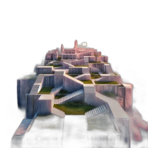 building, crown, robot, 3d render, concept art, vaporwave, photorealistic, city street transparent PNG cut-out