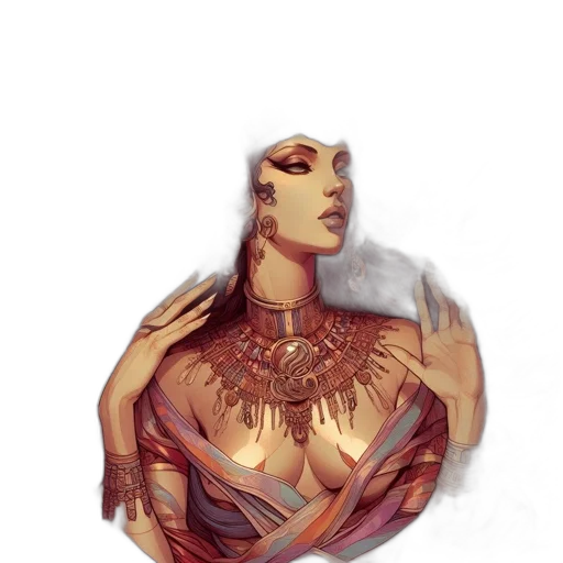 jewelry, mask, crown, face, concept art, fantasy art, watercolor, comic book art transparent PNG cut-out