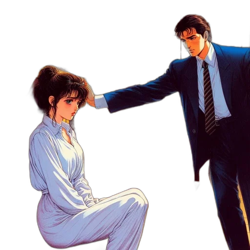 jacket, hair, concept art, vaporwave, comic book art, photorealistic, night, fire transparent PNG cut-out