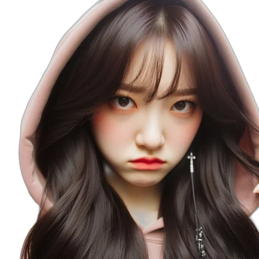 face, hair, photorealistic, oil painting, fantasy art, anime, dark, red transparent PNG cut-out