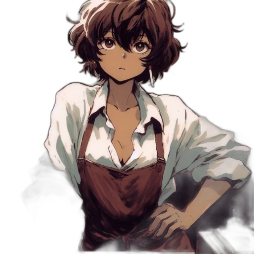 staff, face, weapon, dress, anime, watercolor, concept art, oil painting transparent PNG cut-out