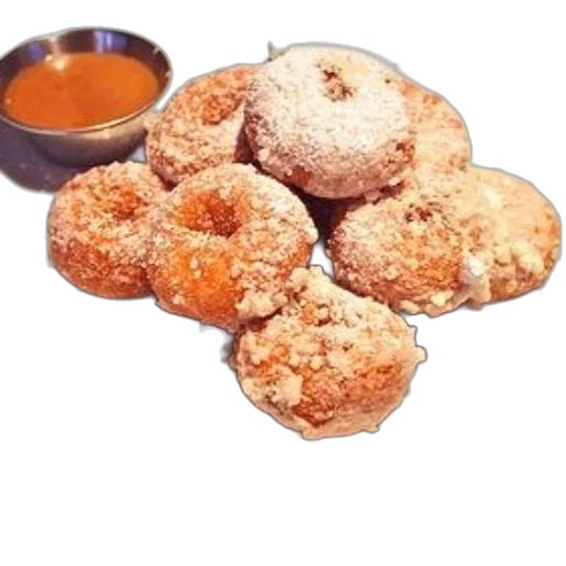 food, 3d render, plate, powdered, sugar-covered, donuts, two, dipping transparent PNG cut-out