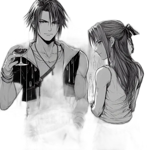 anime, concept art, pencil sketch, cartoon, rain, monochrome, two, animated transparent PNG cut-out