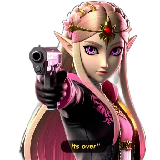 weapon, staff, dress, crown, vaporwave, concept art, 3d render, pixel art transparent PNG cut-out