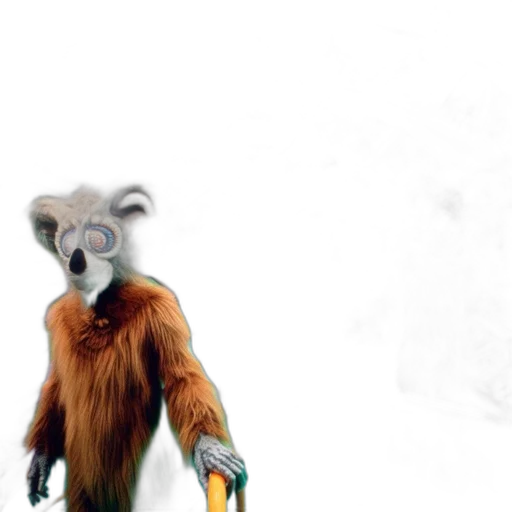 creature, animal, mask, staff, 3d render, concept art, photorealistic, fantasy art transparent PNG cut-out