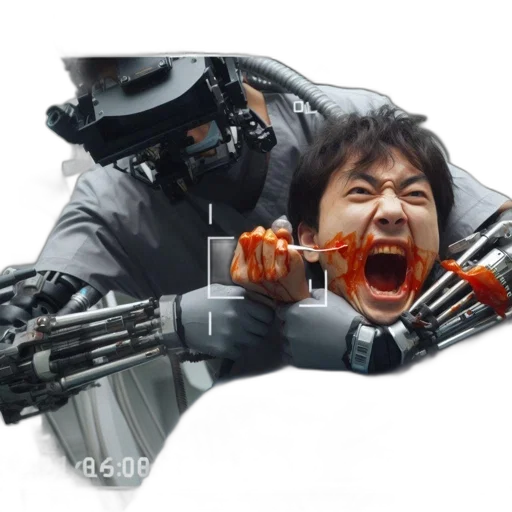 weapon, robot, mask, face, cyberpunk, concept art, photorealistic, 3d render transparent PNG cut-out