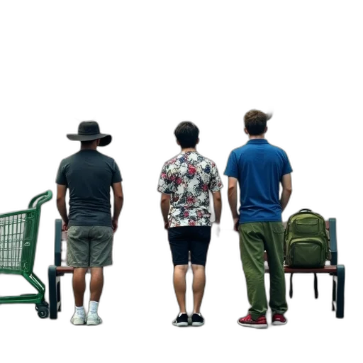 furniture, hat, staff, umbrella, concept art, 3d render, city street, green transparent PNG cut-out